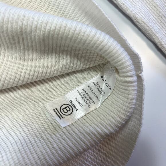 Athleta Small Brookshire Colorblock Ribbed Turtleneck Sweater Blue White Black - Picture 9 of 13